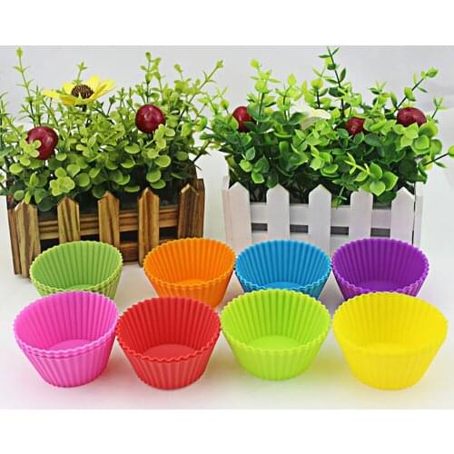 120pcs/lot 6 Colors Muffin Cupcake Mold, Free Shipping 7cm Round Silicone Cup Cake Tool DIY baking Pan 7CM