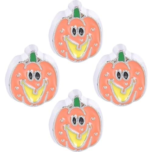 20Pcs/lot Halloween Ghost Pumpkin Floating Charms Living Glass Memory Locket Jewelry Supplies