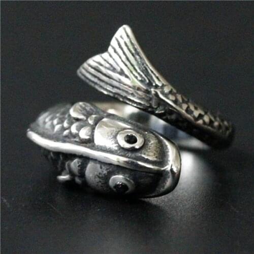 2017 New Fish Ring 316L Stainless Steel Women Mens Fashion Fashion Rich Money Lucky Ring