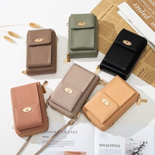 2021 Double Zipper Large Capacity Phone Pocket Shoulder Bag For Women Leather Female Small Crossbody Bags Ladies Messenger Purse