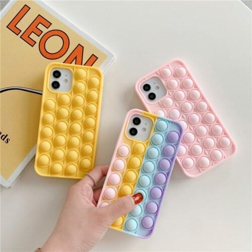 3D rainbow decompression Phone case For iphone 12 11 pro max mini xs max xr SE2 6 7 8 plus kid gift fun cute Soft silicone cover
