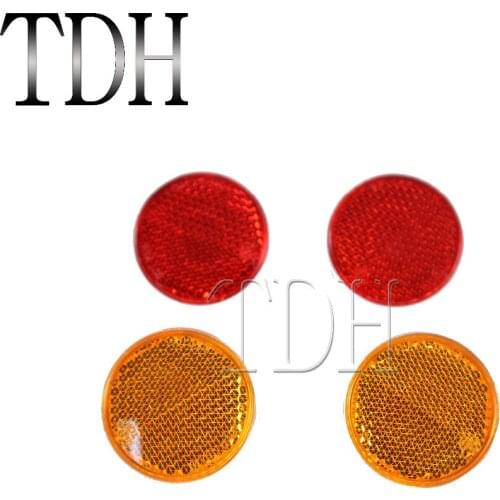 45mm Round Red And Amber Motorcycle Reflector With Mounting Screw On Back Bolt Stud Fixing