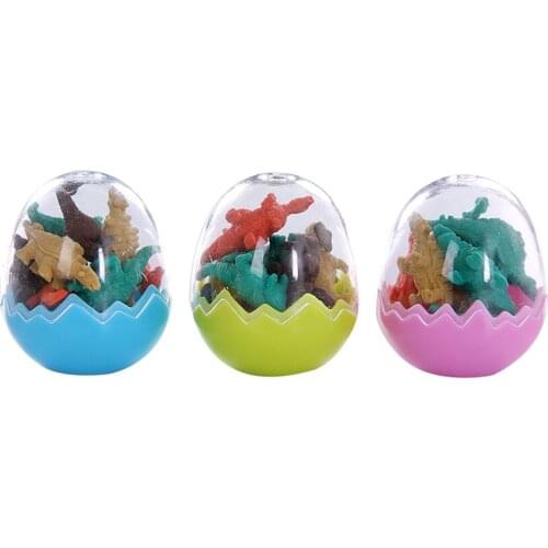 8pcs/lot Creative Kawaii Cute 3D Dinosaur Egg Shaped Pencil Eraser Stationery School Rubbers Office Supplies Student Rewarding