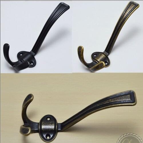 Bronze zinc alloy two hooks clothing bag cap towel black hooks bathroom washroom kitchen sitting home decoration wall hook