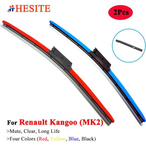 Colorful Frameless Hybrid Car Windshield Wipers For Renault Kangoo Express 2000-2019 24"+22" Soft Brushes With Natural Rubber