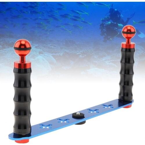 Diving Dual Hand-held CNC Aluminum Selfie Monopod Holder Fit for GoPro/DJI Osmo Action/Other Action Cameras / Diving Flashlight