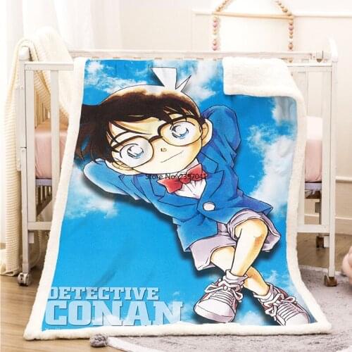 Detective Conan Funny Character Blanket 3D Print Sherpa Blanket on Bed Home Textiles Dreamlike Style
