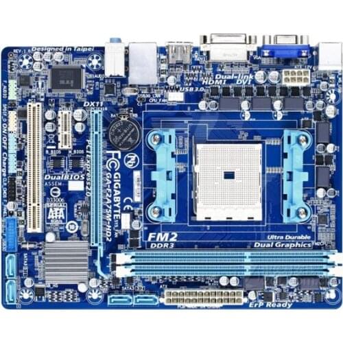 For Gigabyte GA-F2A75M-HD2 Original Used Motherboard 2A75M-HD2 A75 Socket FM2 DDR3 USB3.0 SATA3