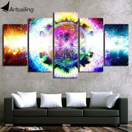 HD Printed 5 Piece Canvas Art Psychedelic Space Modern Canvas Prints Wall Pictures for Living Room Free Shipping NY-7483B