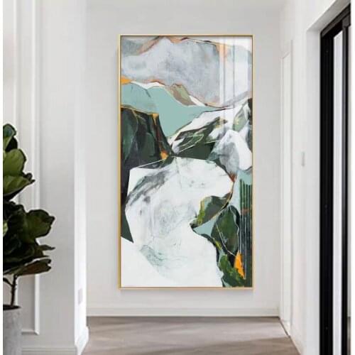 Green Canvas Art Paintings Modern Abstract Gold foil lines For Living Room Bedroom Posters And Prints Wall Poster Home Decor