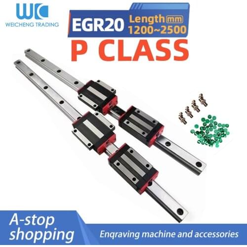 2pcs 1200 -2500mm P class HGR20 Square Linear Guide Rail for Slide Block Carriages 4pcs HGH20CA/HGW20HA CNC Router Engraving