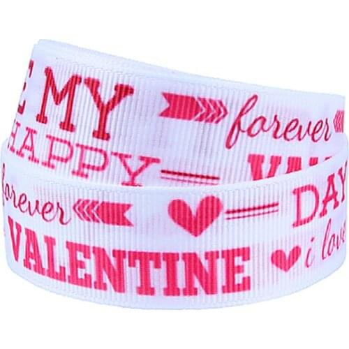 FLRA Ribbon Free shipping Happy Valentine theme grosgrain ribbons, 50 yards Valentine ribbon in pink heart patterns