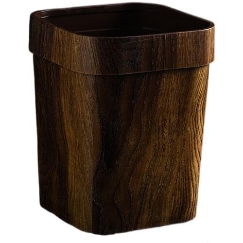 Chinese Style Retro Faux Wood Trash Can Living Room Home Large Capacity Hotel Toilet Hotel Creative Trash