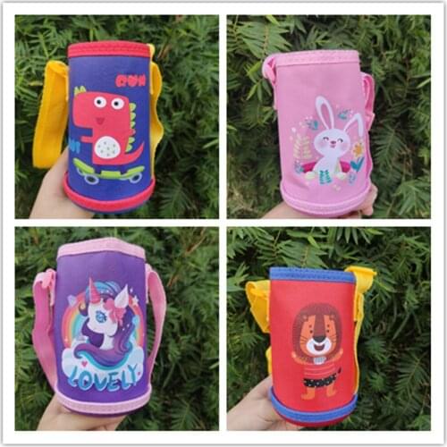 Childrens pot cartoon cup set long strap cup set water cup bag anti-fall thick protective cover