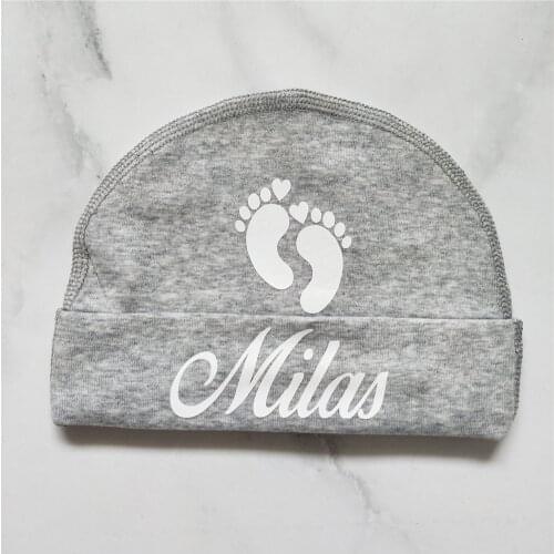 New Personalized Name Printed Newborn Infant Hats & Caps Baby Shower Gifts Custom Baby Beanie Hat Boy Girl Cotton Beanie Hat