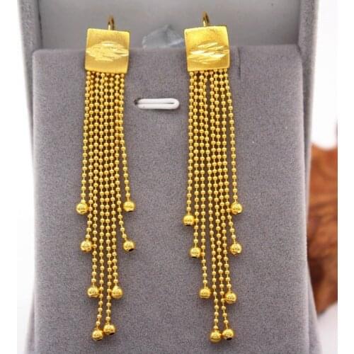 Wholesale 18K Gold Filled Long Tassel Drop Earrings for Women Multi-line Ball Chain Earrings Brincos Jewelry Gift