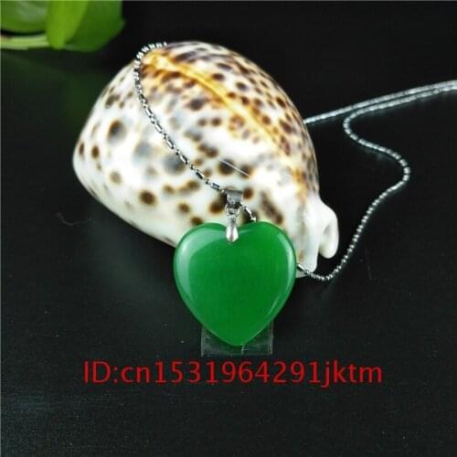 Men Women Heart Jadeite Natural Hand Amulet Necklace Jade Green for Jewelry Fashion Carved Charm Chinese Pendant Gifts