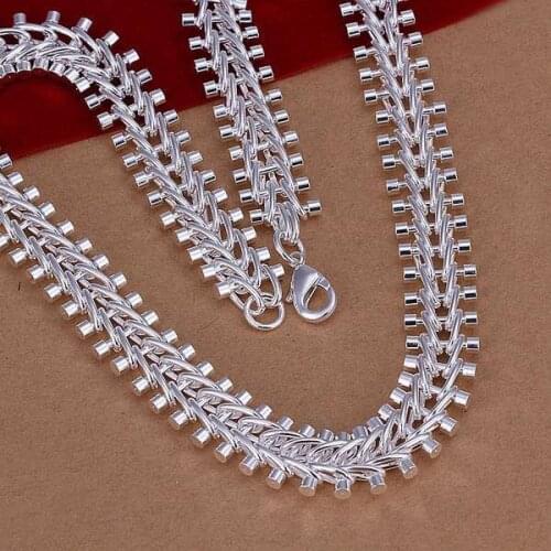 Necklace Silver Plated Necklace Silver Trendy Jewelry Necklace Fishbone Shape Jewelry Wholesale Free Shipping amzn LN166