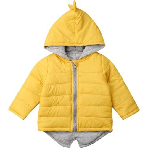 Baby Girl Boy Unisex Hooded Dinosaur Parkas Down 1-7Y Kids Children Winter Casual Warm Cotton Long Sleeve Jacket Coat Outerwear