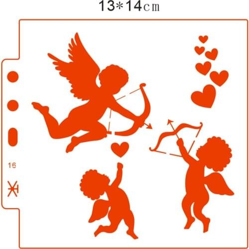Angel plastic mold shield DIY cake scrapbook stencils hollow Embellishments printing lace ruler Valentines Day