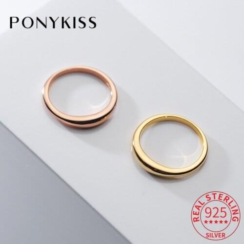 PONYKISS Classic 925 Sterling Silver Colorful Round Glossy geometric Ring for Women Party Fine Jewelry Minimlist wholesale