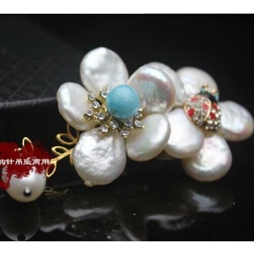 Natural Shaped Pearl Brooch Pendant High Quality Jewelry