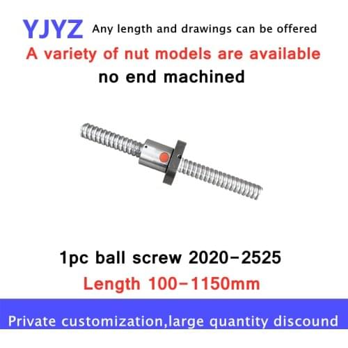 Direct selling 2020-2525ball screw without machining (100-1150mm) + nut set (round hole/waist type/SFS/SFY/SFE, etc.)