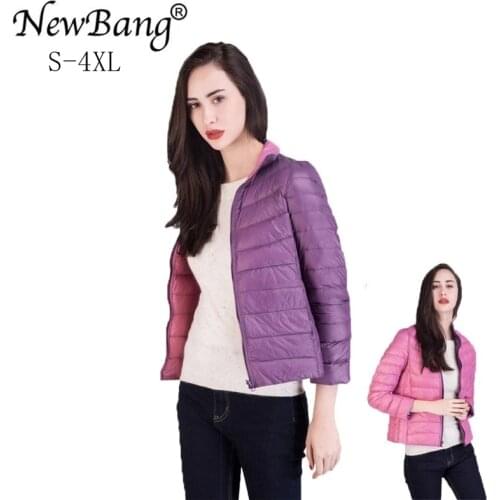 NewBang Ultra Light Down Jacket Women Double Side Windbreaker Reversible Womens Down Coat White Duck Down Female Large Size 3XL