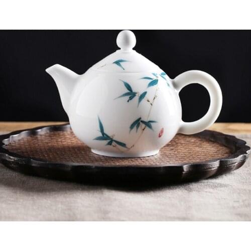 Hand Painted White Porcelain Teapot Chinese Ceramic Pot Handmade Beauty Teapots Flower Tea Kettle Teaware Kettles Birthday Gift