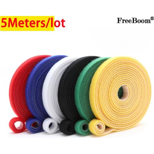 5 meters Velcros Self Adhesive Fastener Tape Polyester PP Straps Hooks Loops Reusable Cable Wire Tie Magic Tape DIY Accessories