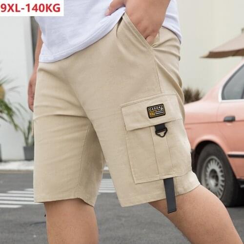 Summer Men casua cargo shorts safari style patchwork pockets shorts cool high street plus size 8XL 9XL oversize shorts khaki 48