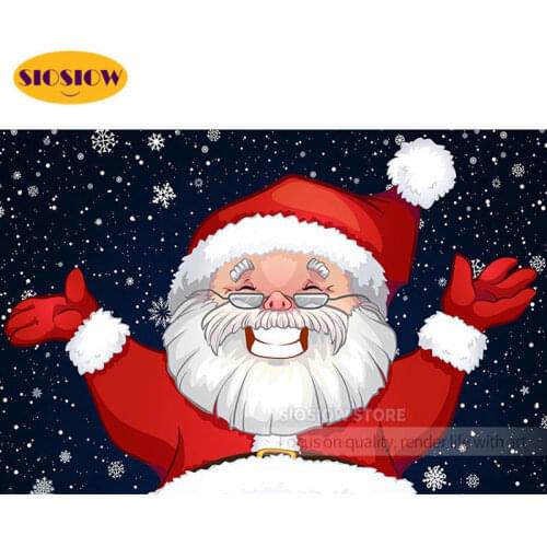 SIOSIOW 5d Diy Diamond Mosaic Painting With Square Rhinestones Cartoon Santa Claus Diamond Embroidery Cross Stitch Kit Christmas