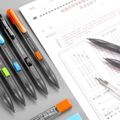 M&G 2B Exam Mechanical Pencil Refills Thick Flat Head Exam Accessory Pencil With Eraser Support Office and School Supplies