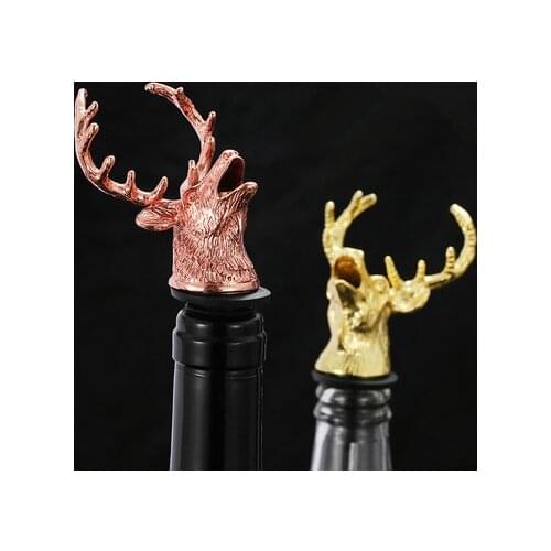 Strange 4 Colors Golden Deer Head Wine Mouth Elk Decanter Zinc Alloy Wine Set Rose Gold Bar Family Wine Tools Accessories
