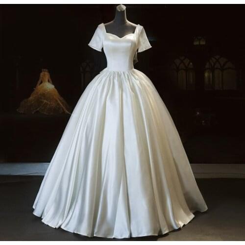 Wedding Dress 2021 New Vestido De Noiva Luxury Satin Sweetheart Neck Floor-length Lace Up Ball Gown Princess Robe De Mariee