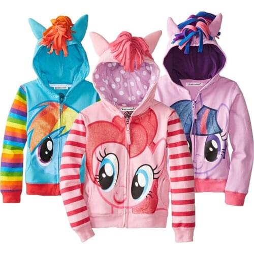Girls Hoodies Cartoon Little Pony Spring Casual Hoodies For Girls Full Sleeve Kids Coats Girls Sweatshirt Children Clothing 3-8Y