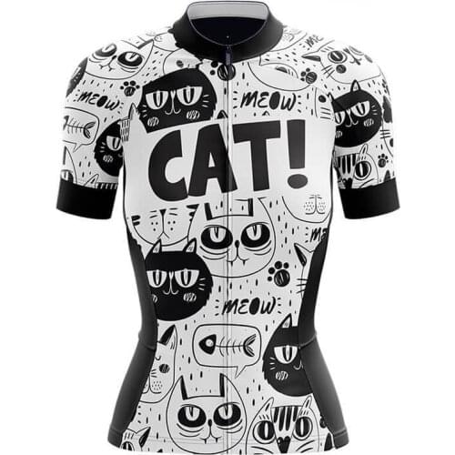 Cat Short Sleeve Women Cycling Jerseys Breathable Mountain Bike Clothes Women Bicycle Cycling Clothing Ropa Ciclismo