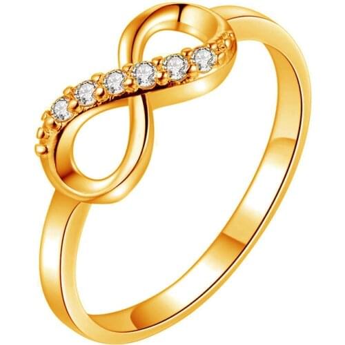 New Design Alloy Crystal Twist Infinity Wedding Rings For Woman Gold Silver Color ring Statement Jewelry Party Gift Wholesale