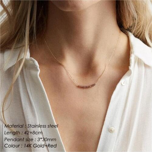 High Quality Gold Pendant Necklaces Red Jewel for Women 50cm Fashion Stainless Steel Necklaces Anti Allergy Jewelry