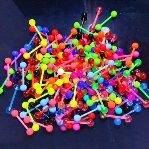 10/20/30PCS Acrylic Tongue Piercing Barbell Mix Color Tongue Piercing Steampunk Nipple Rings Bar Tongue Ring Piercing Lengua