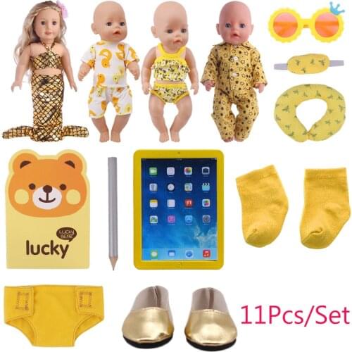 Promotions!11Pcs/Set Doll Clothes Shoes Swimsuits Accessories For 18 Inch American&43CM Reborn Baby New Born Doll Freeshipping