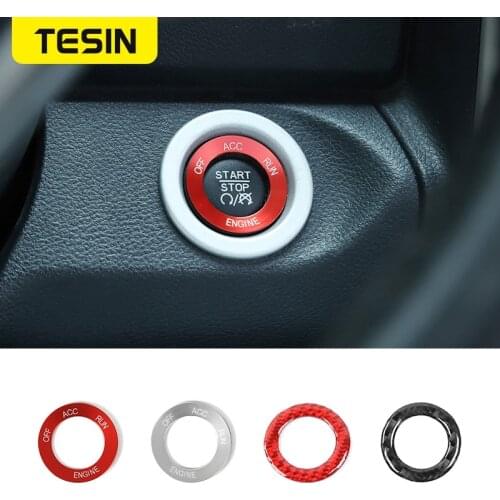 TESIN Accessories for Dodge RAM 2010-2017 Car Engine Start Stop Button Switch Decoration Cover Stickers for Dodge RAM 2010-2020