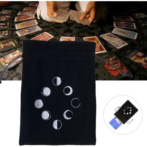 Velvet Tarots Storage Bag Moon Phase Oracle Card Divination Bag Board Game Bag F3MC
