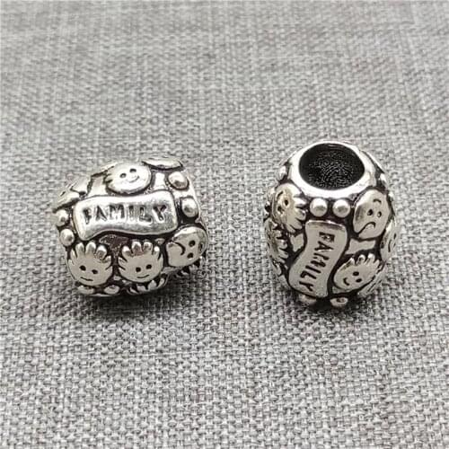 925 Sterling Silver Family Bead Large Hole for European Bracelet