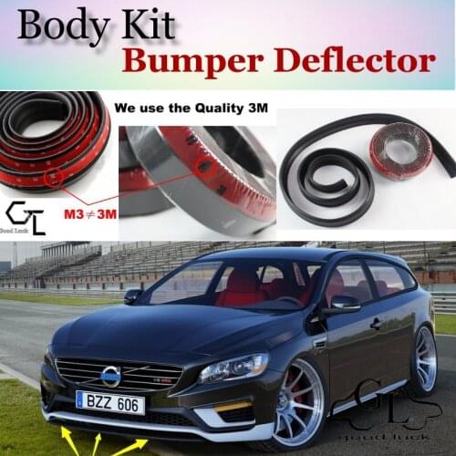 Bumper Lip Deflector Lips For Volvo V60 2010~2015 Front Spoiler Skirt For Car Lip Fans to Car Tuning / Body Kit / Strip