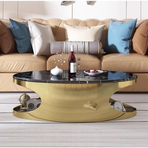 ChinaFurniture manufacturing factory, Nordic light luxury marble tabletop, creative stainless steel base coffee table