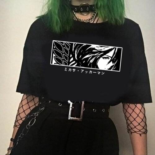 2021 Japanese Anime Attack on Titan T Shirt Women Fashion Mikasa Ackerman Eyes T-shirt Graphic Tees