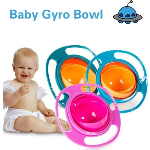 Baby Feeding Gyro Bowl Infant Toddler Kids Plate Universal Spill-Proof Bowl 360 Degrees Rotation Gyro Baby Dishes Box Package
