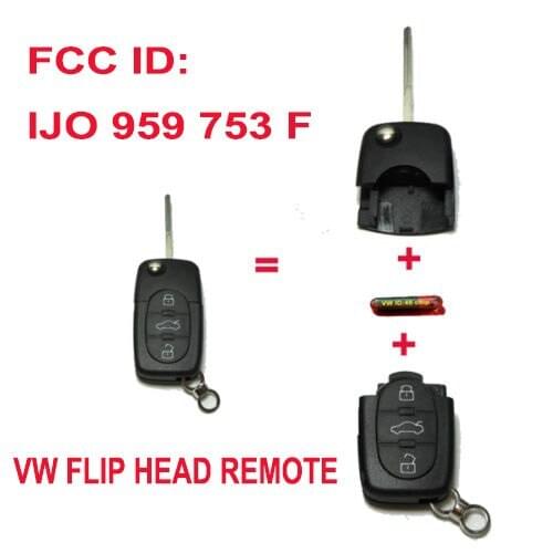 KEYECU 1J0 959 753 F 1J0959753F Folding Key Keyless Entry Remote Transmitter Starter Alarm For VOLKSWAGEN 3+1B 315MHZ ID48 Chip