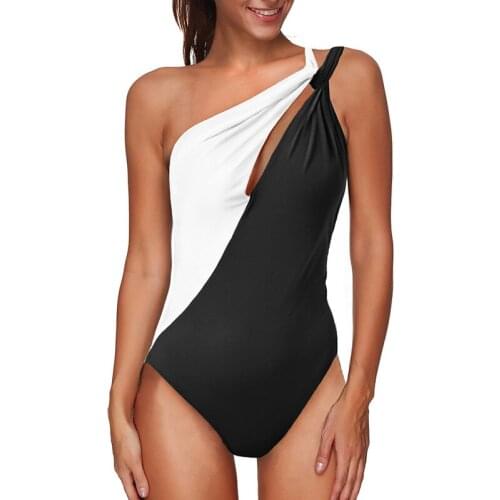 2020 Hot Selling One-Piece Swimming Suit Western Solid Color Swimsuit Sexy Belly Covering Backless Swimming Suit for Women